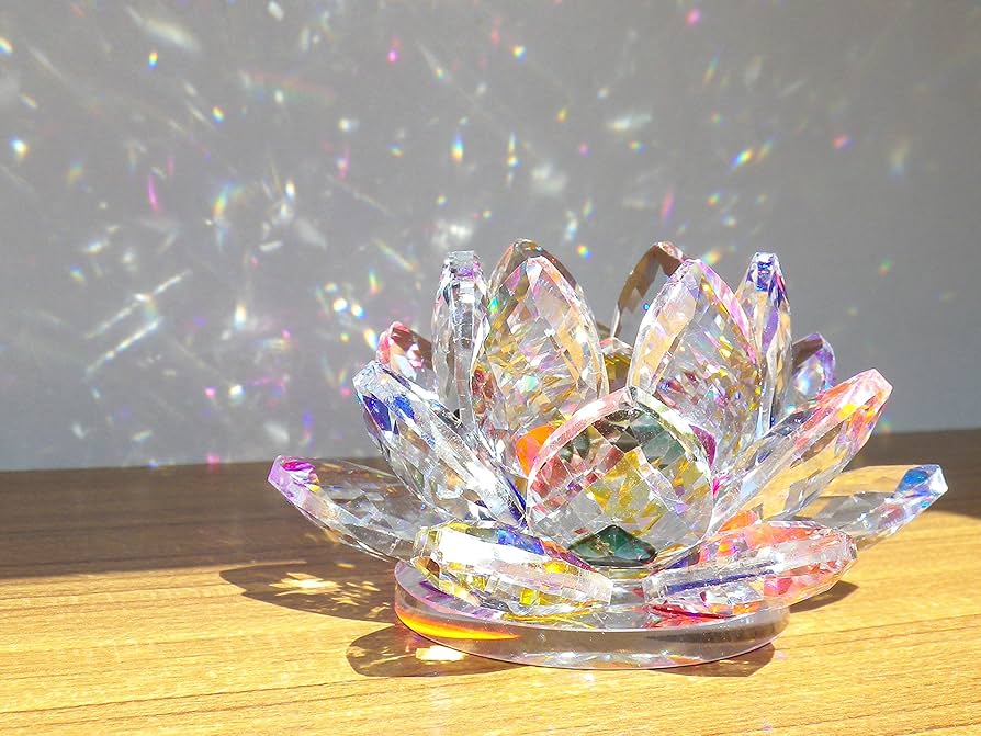 Amazon.co.jp: [KKD] クリスタル ガラス 置物 カラフル 蓮の花